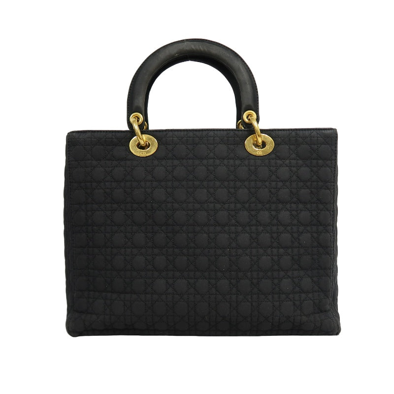 Christian Dior Lady Dior Large Handbag Cannage Nylon Black Gold Hardware