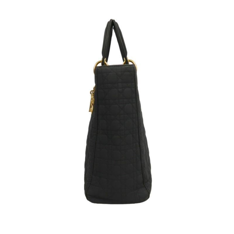 Christian Dior Lady Dior Large Handbag Cannage Nylon Black Gold Hardware