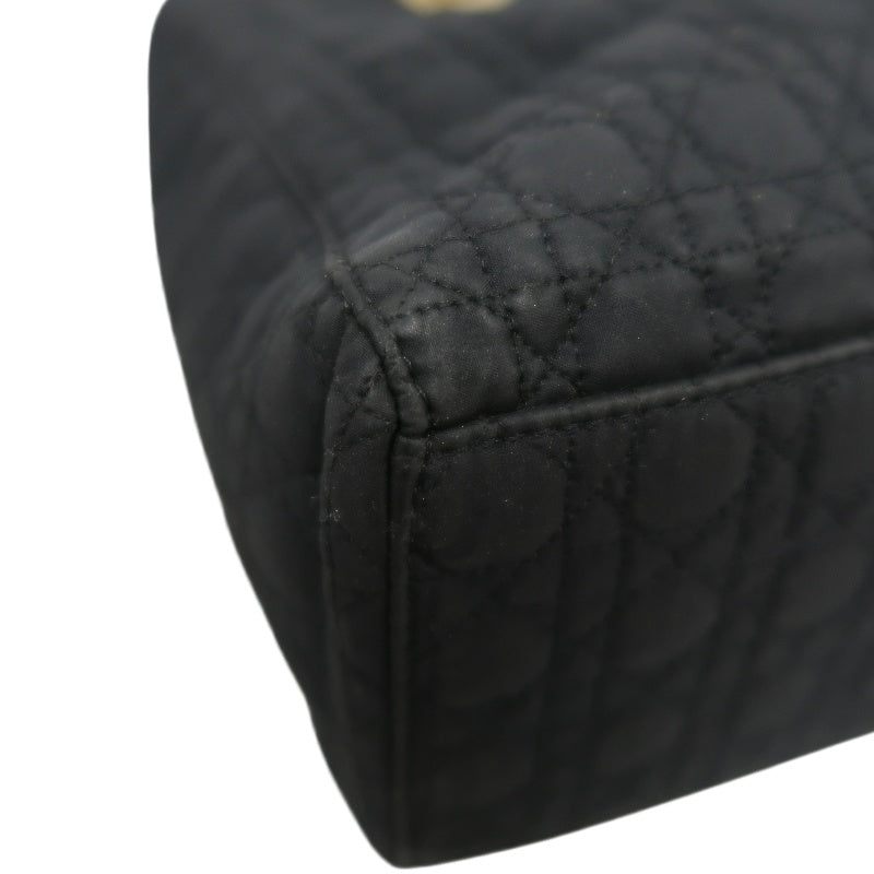 Christian Dior Lady Dior Large Handbag Cannage Nylon Black Gold Hardware