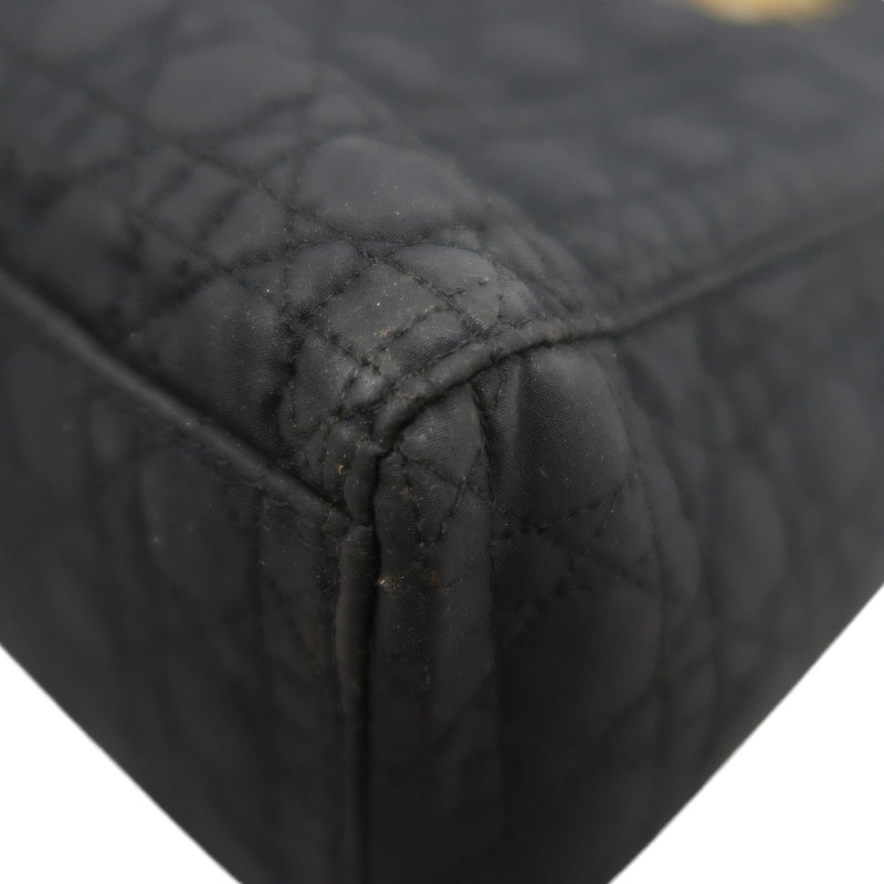 Christian Dior Lady Dior Large Handbag Cannage Nylon Black Gold Hardware