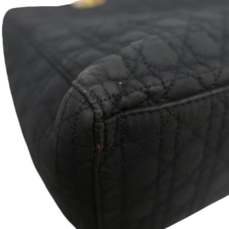 Christian Dior Lady Dior Large Handbag Cannage Nylon Black Gold Hardware