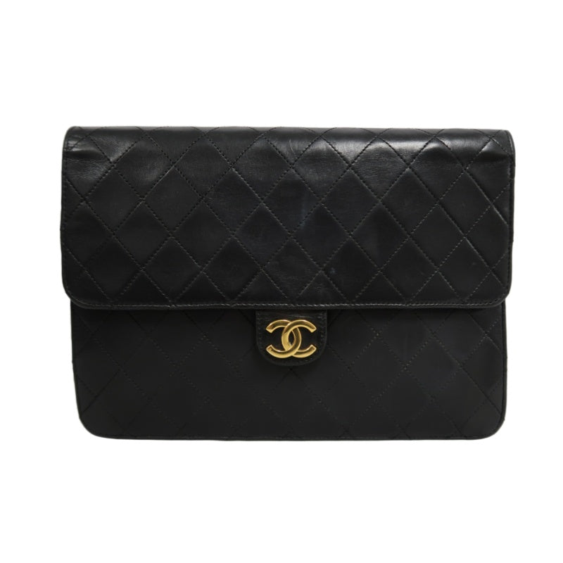 CHANEL Matelasse Chain Shoulder Bag lambskin　Black Gold Hardware CC Logo