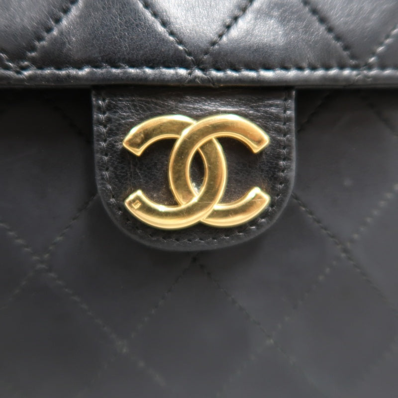 CHANEL Matelasse Chain Shoulder Bag lambskin　Black Gold Hardware CC Logo