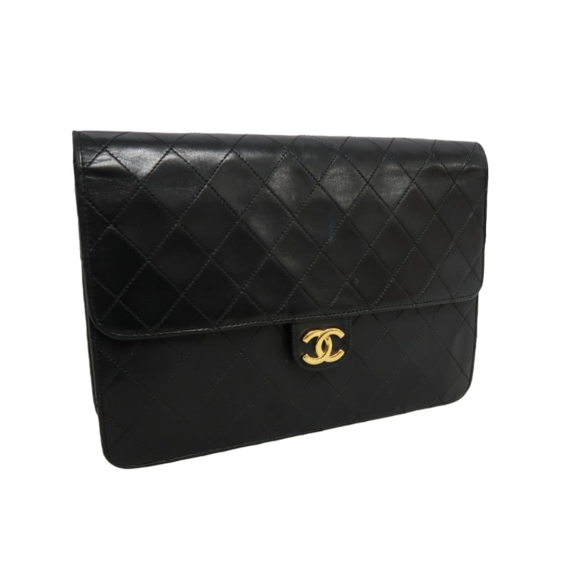 CHANEL Matelasse Chain Shoulder Bag lambskin　Black Gold Hardware CC Logo