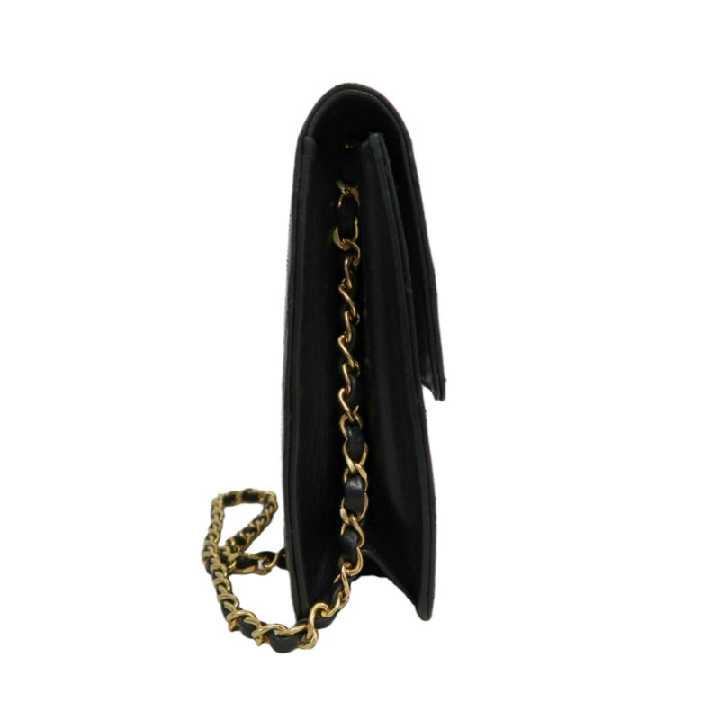 CHANEL Matelasse Chain Shoulder Bag lambskin　Black Gold Hardware CC Logo