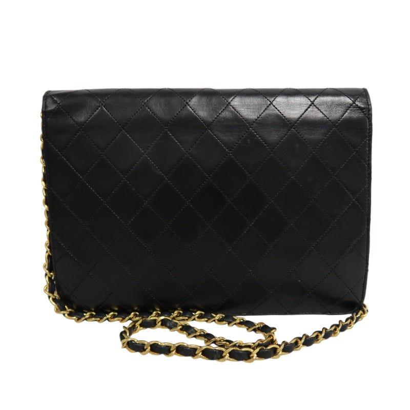 CHANEL Matelasse Chain Shoulder Bag lambskin　Black Gold Hardware CC Logo