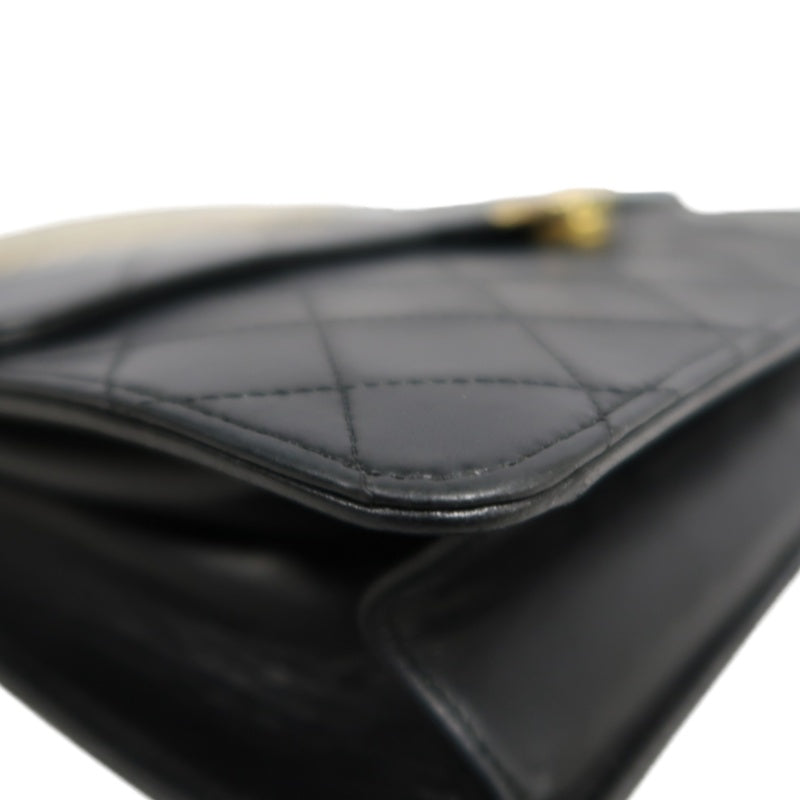 CHANEL Matelasse Chain Shoulder Bag lambskin　Black Gold Hardware CC Logo