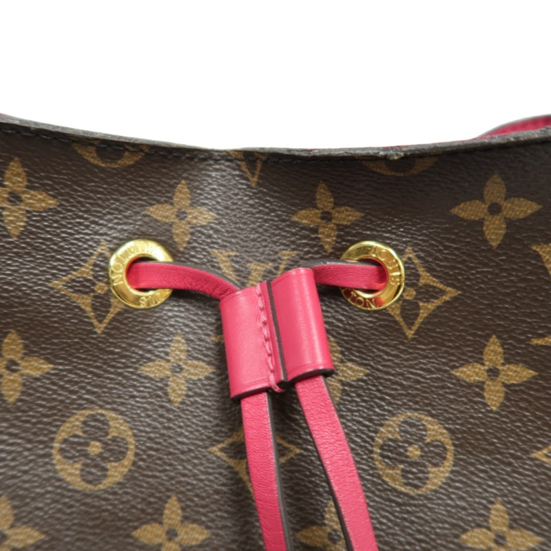 LOUIS VUITTON Monogram NeoNoe MM Bucket Bag Brown　Drawstring Shoulder Bag Gold Hardware