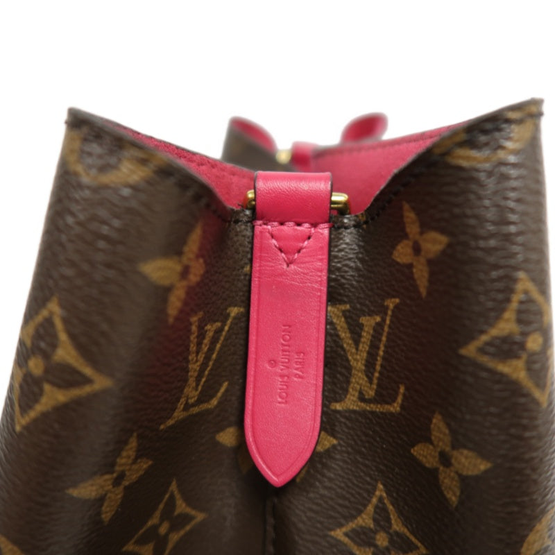 LOUIS VUITTON Monogram NeoNoe MM Bucket Bag Brown　Drawstring Shoulder Bag Gold Hardware