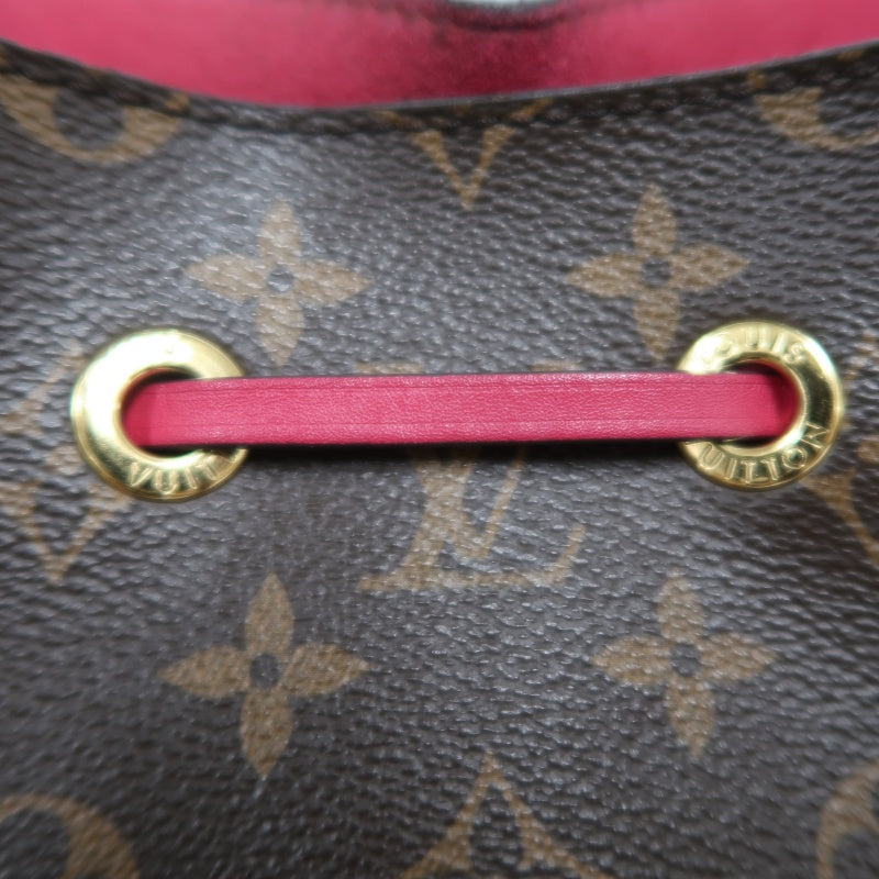 LOUIS VUITTON Monogram NeoNoe MM Bucket Bag Brown　Drawstring Shoulder Bag Gold Hardware