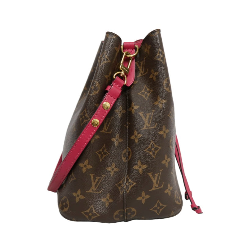LOUIS VUITTON Monogram NeoNoe MM Bucket Bag Brown　Drawstring Shoulder Bag Gold Hardware