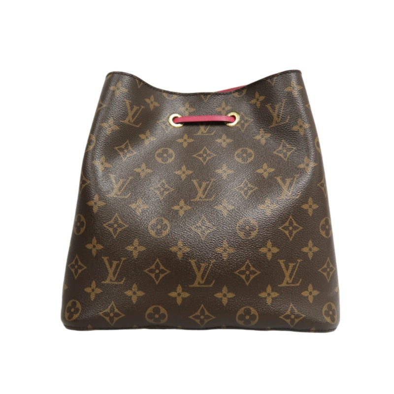 LOUIS VUITTON Monogram NeoNoe MM Bucket Bag Brown　Drawstring Shoulder Bag Gold Hardware
