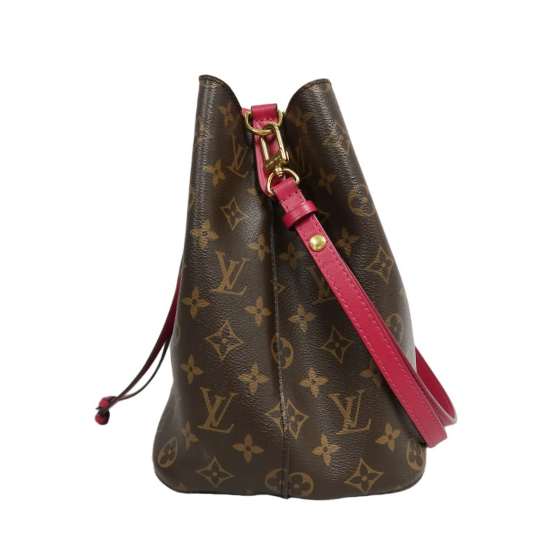 LOUIS VUITTON Monogram NeoNoe MM Bucket Bag Brown　Drawstring Shoulder Bag Gold Hardware