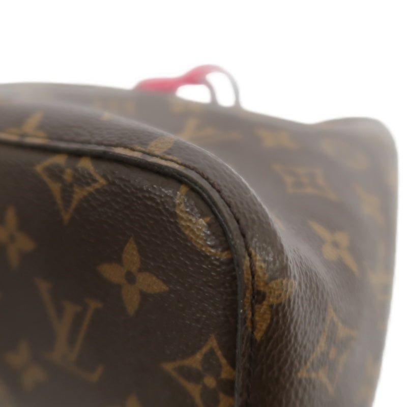 LOUIS VUITTON Monogram NeoNoe MM Bucket Bag Brown　Drawstring Shoulder Bag Gold Hardware
