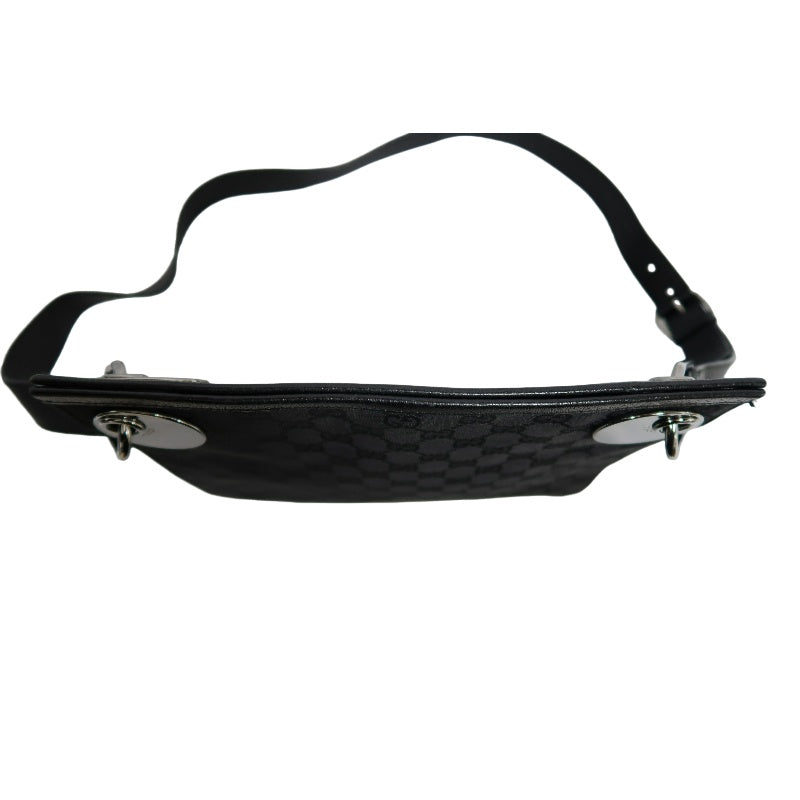 GUCCI GG Canvas Shoulder Bag Crossbody   Black Silver Hardware