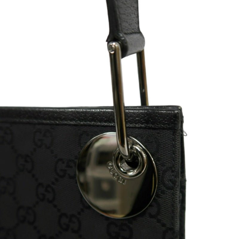GUCCI GG Canvas Shoulder Bag Crossbody   Black Silver Hardware