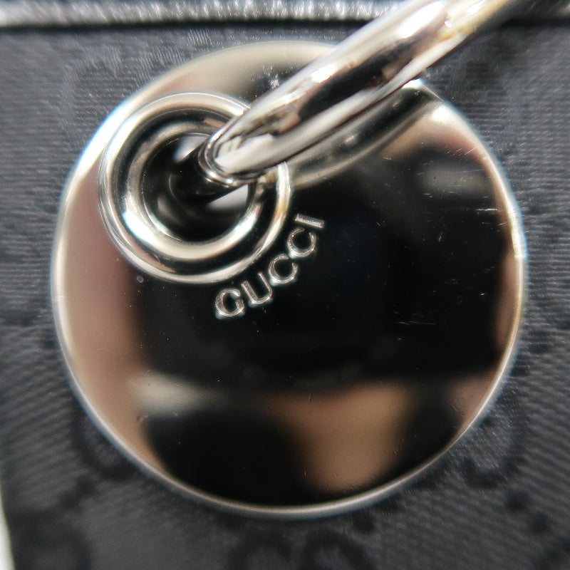 GUCCI GG Canvas Shoulder Bag Crossbody   Black Silver Hardware