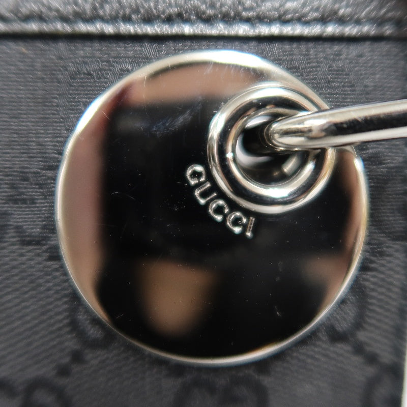 GUCCI GG Canvas Shoulder Bag Crossbody   Black Silver Hardware