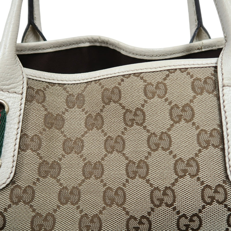 GUCCI Princy GG Canvas Tote Bag  Leather Beige Gold Hardware