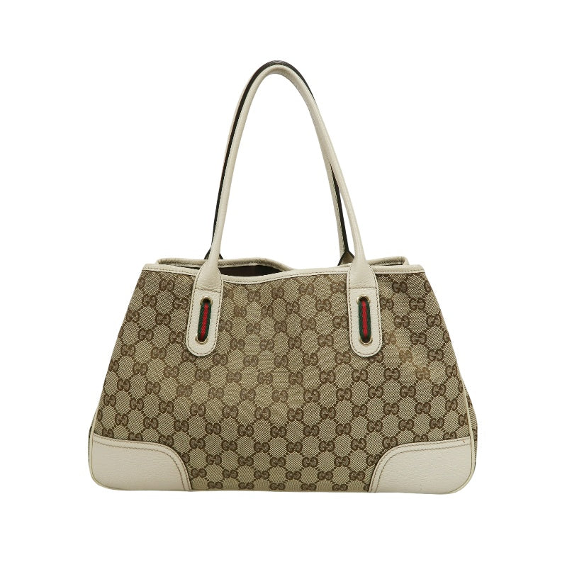 GUCCI Princy GG Canvas Tote Bag  Leather Beige Gold Hardware