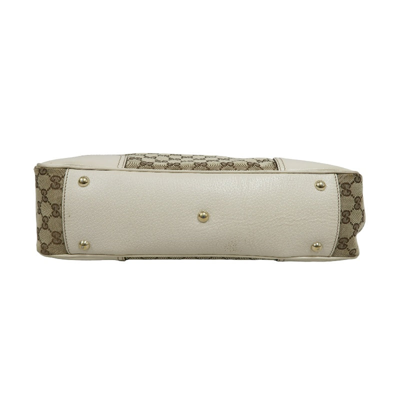 GUCCI Princy GG Canvas Tote Bag  Leather Beige Gold Hardware
