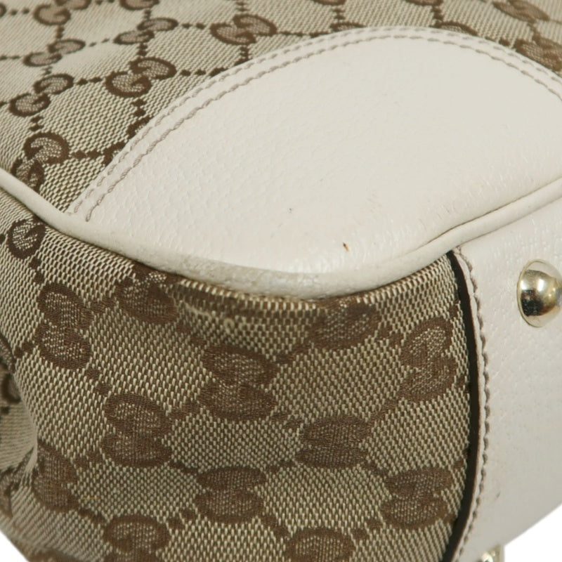 GUCCI Princy GG Canvas Tote Bag  Leather Beige Gold Hardware