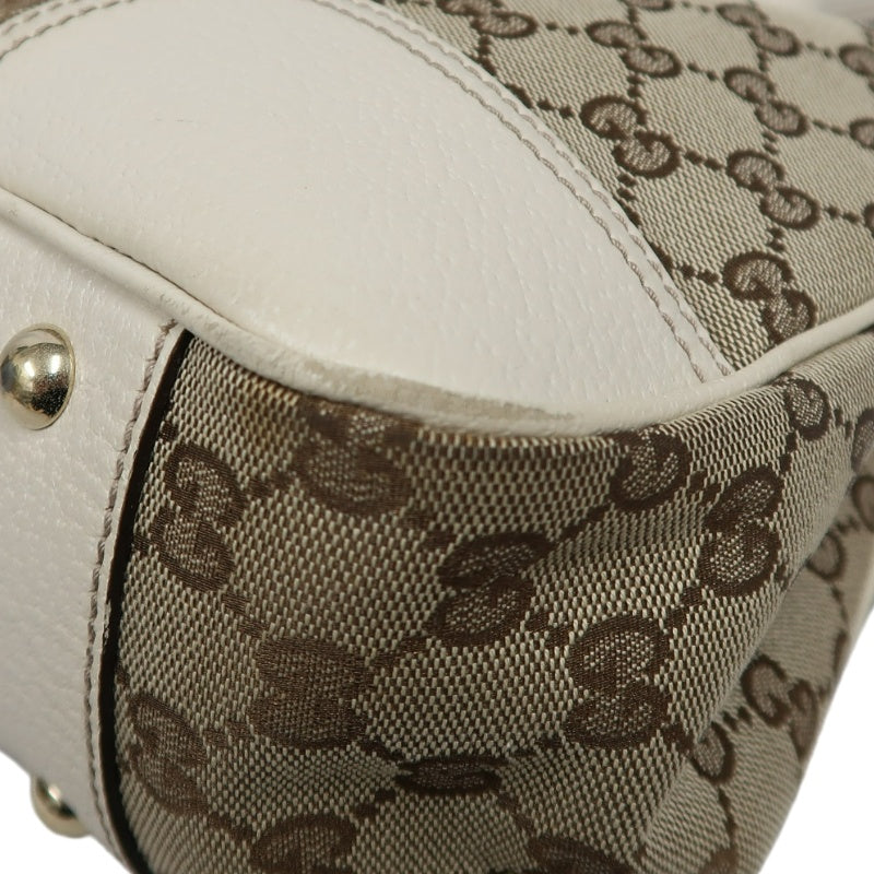 GUCCI Princy GG Canvas Tote Bag  Leather Beige Gold Hardware