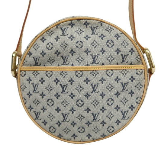 LOUIS VUITTON Monogram Mini Jeanne GM Round Shoulder Bag Denim Blue Gold Hardware