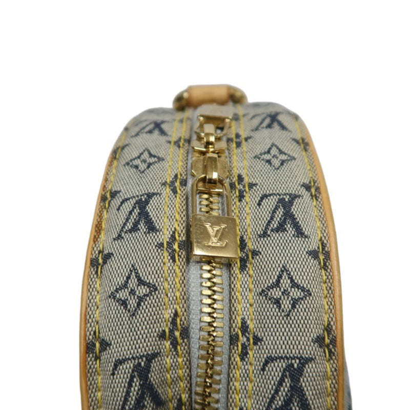 LOUIS VUITTON Monogram Mini Jeanne GM Round Shoulder Bag Denim Blue Gold Hardware