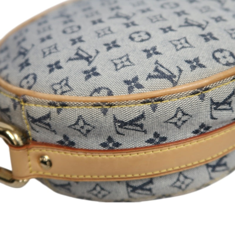 LOUIS VUITTON Monogram Mini Jeanne GM Round Shoulder Bag Denim Blue Gold Hardware