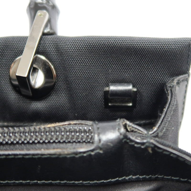GUCCI Bamboo Handbag Tote Nylon Black Silver Hardware 自定义贴士：