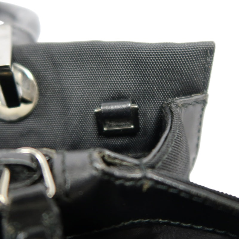 GUCCI Bamboo Handbag Tote Nylon Black Silver Hardware 自定义贴士：