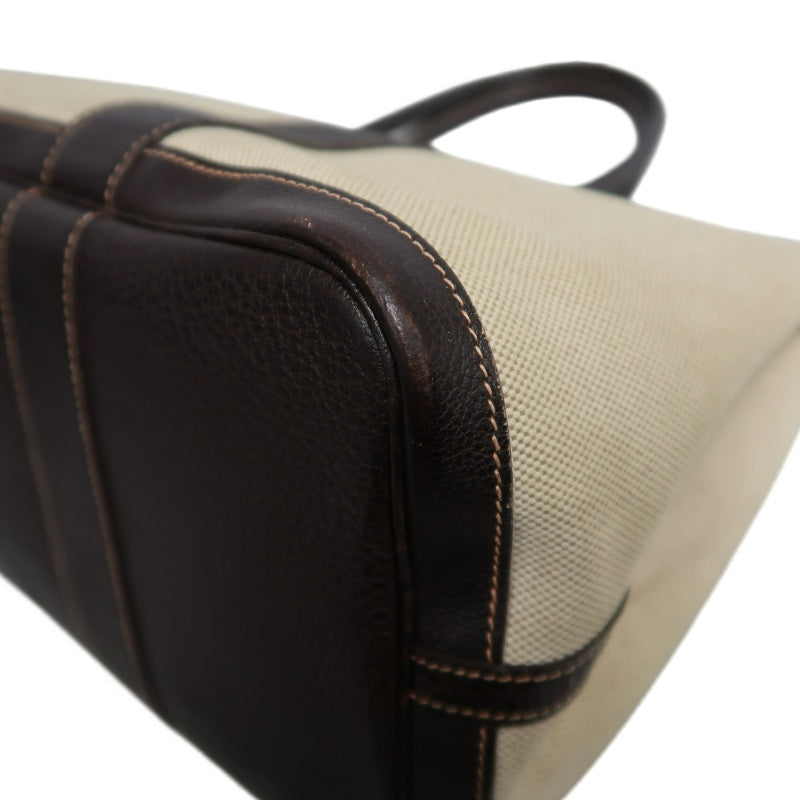 HERMES Garden Party PM Tote Bag Handbag  Toile H Canvas  Beige Dark Brown Silver Hardware