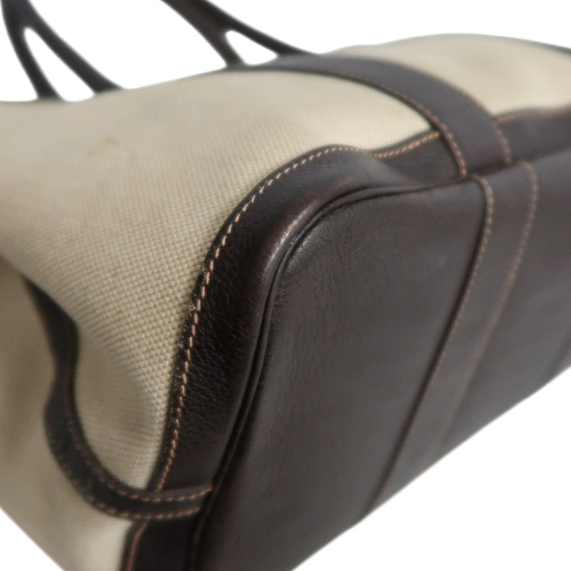HERMES Garden Party PM Tote Bag Handbag  Toile H Canvas  Beige Dark Brown Silver Hardware
