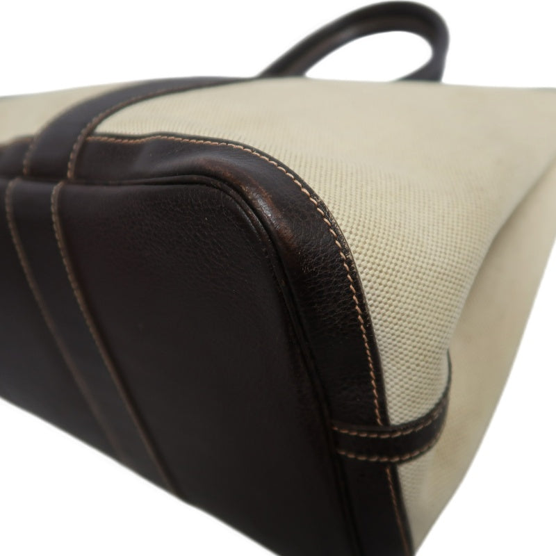 HERMES Garden Party PM Tote Bag Handbag  Toile H Canvas  Beige Dark Brown Silver Hardware