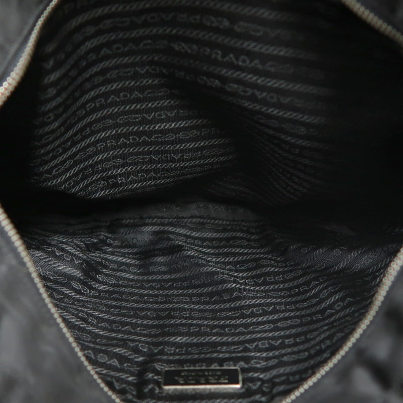 PRADA Tote Bag Shoulder Bag Nylon  Black Silver Hardware