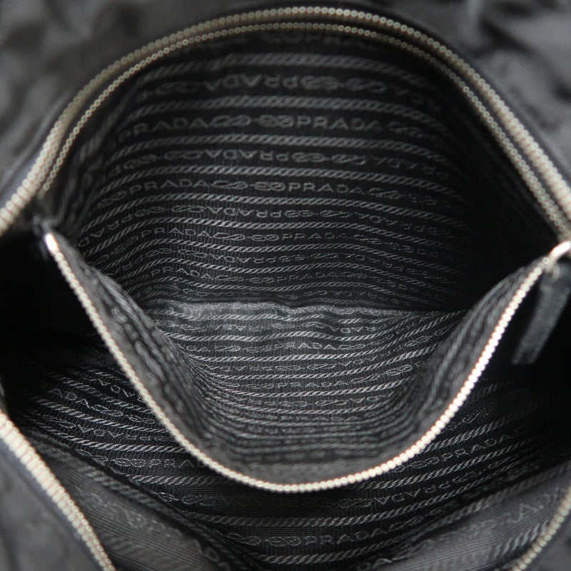 PRADA Tote Bag Shoulder Bag Nylon  Black Silver Hardware
