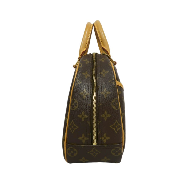 LOUIS VUITTON Monogram Trouville Handbag Boston Bag brown Gold Hardware