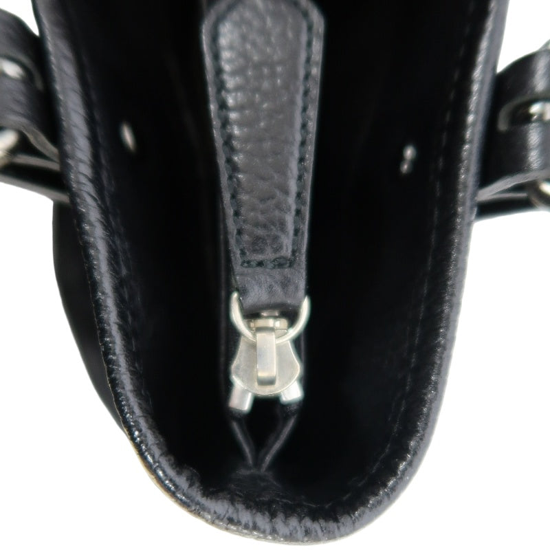 BURBERRYNova Check Tote Bag Handbag Nylon Leather Black Beige Silver Hardware