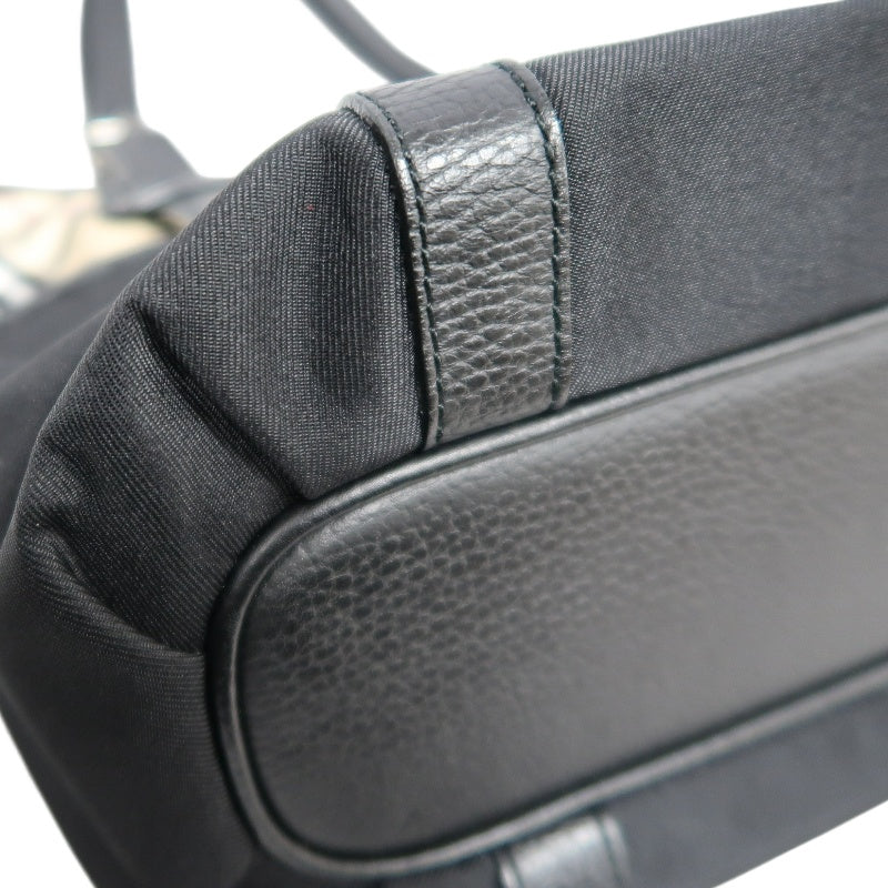 BURBERRYNova Check Tote Bag Handbag Nylon Leather Black Beige Silver Hardware