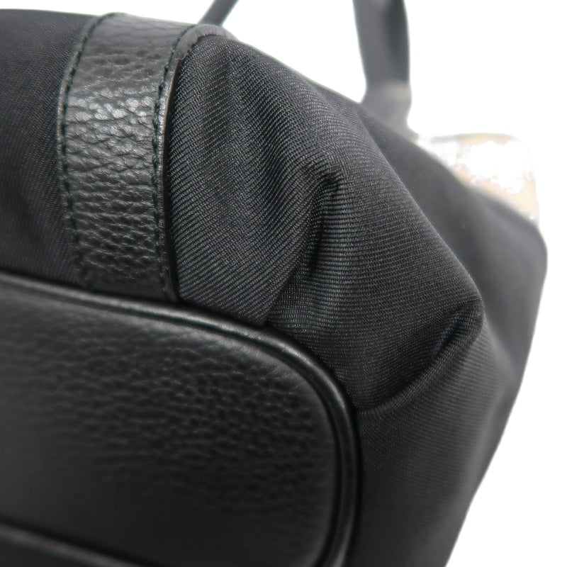 BURBERRYNova Check Tote Bag Handbag Nylon Leather Black Beige Silver Hardware