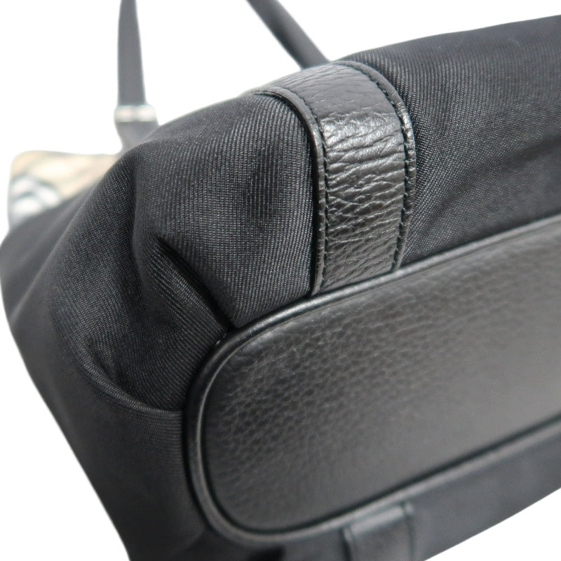 BURBERRYNova Check Tote Bag Handbag Nylon Leather Black Beige Silver Hardware