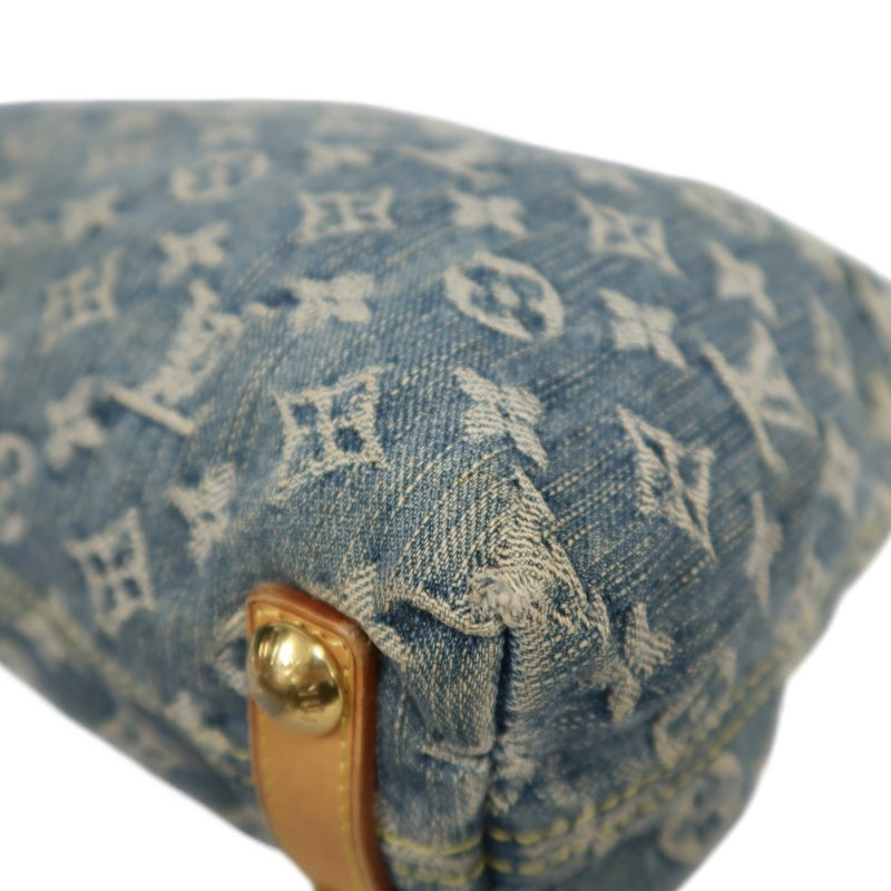 LOUIS VUITTON Monogram Denim Buggy PM Shoulder Handbag  Blue  Gold Hardware