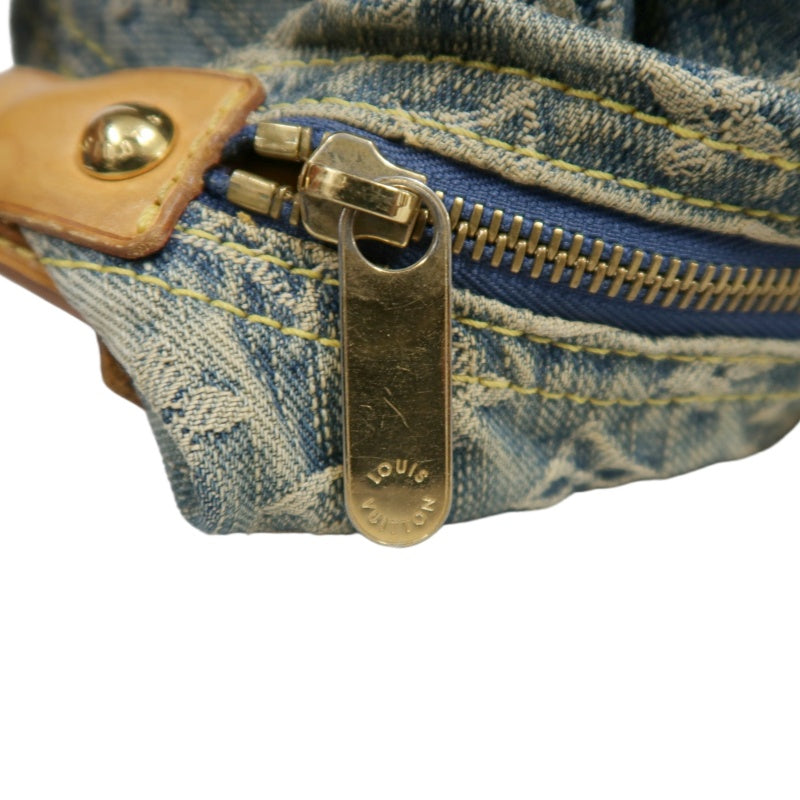 LOUIS VUITTON Monogram Denim Buggy PM Shoulder Handbag  Blue  Gold Hardware