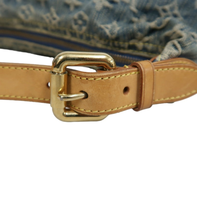 LOUIS VUITTON Monogram Denim Buggy PM Shoulder Handbag  Blue  Gold Hardware