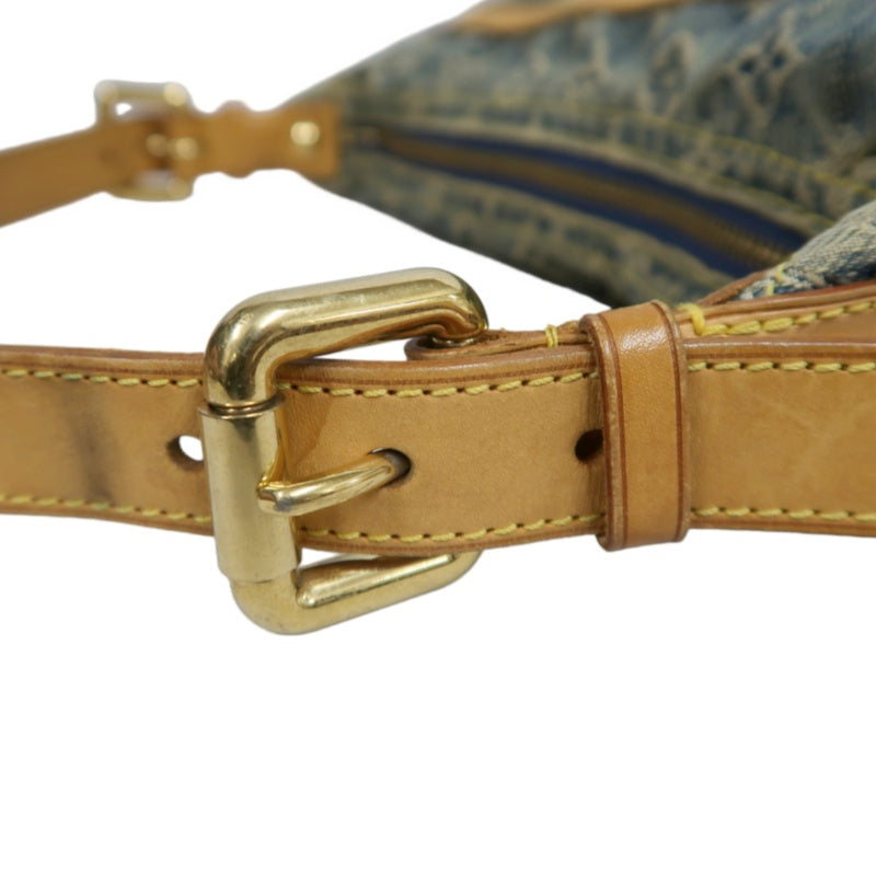 LOUIS VUITTON Monogram Denim Buggy PM Shoulder Handbag  Blue  Gold Hardware