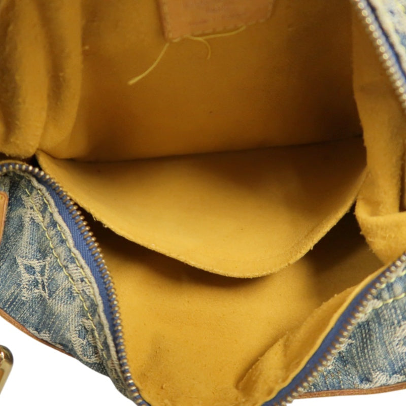 LOUIS VUITTON Monogram Denim Buggy PM Shoulder Handbag  Blue  Gold Hardware