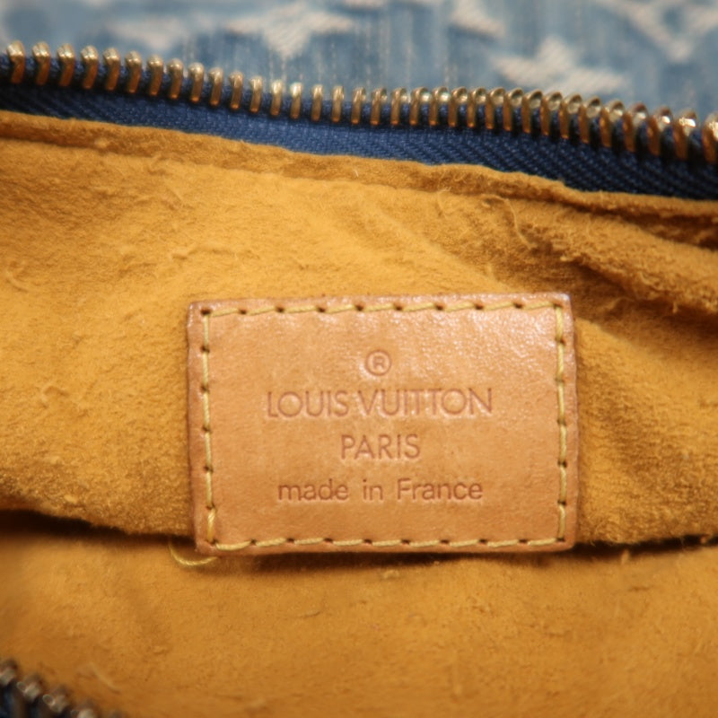 LOUIS VUITTON Monogram Denim Buggy PM Shoulder Handbag  Blue  Gold Hardware