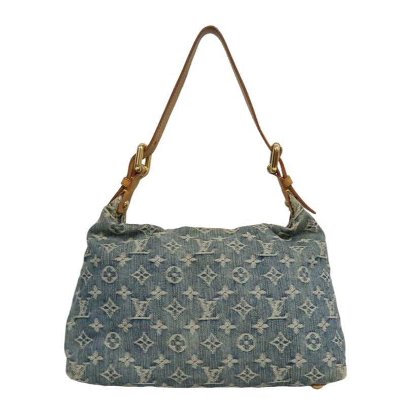 LOUIS VUITTON Monogram Denim Buggy PM Shoulder Handbag  Blue  Gold Hardware
