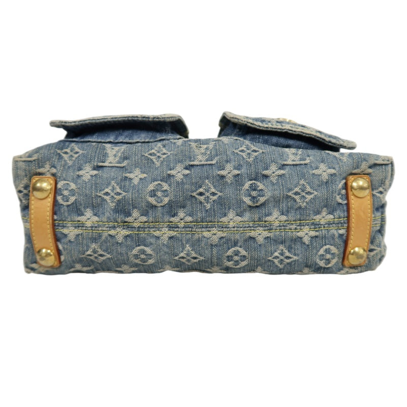 LOUIS VUITTON Monogram Denim Buggy PM Shoulder Handbag  Blue  Gold Hardware